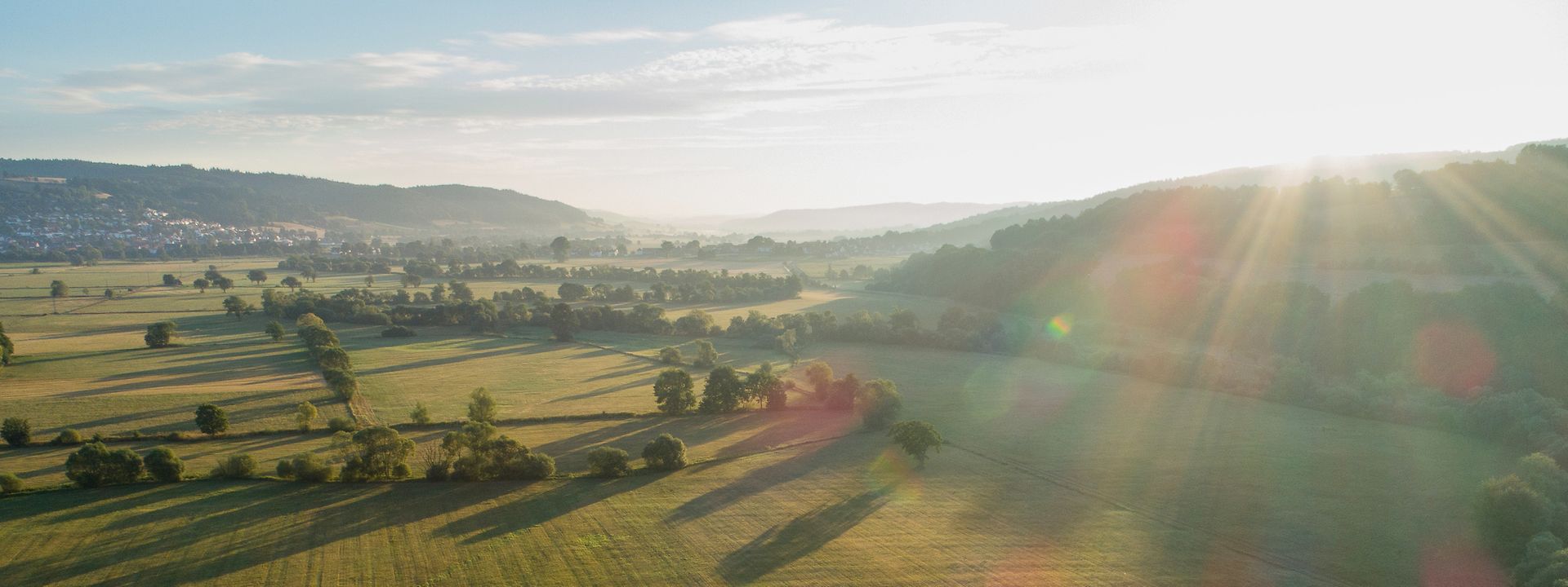 Landscape in the evening sunlight