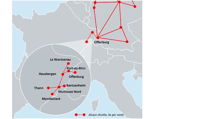 The Alsace Shuttle connects chemical and steel sites in eastern France with DB Cargo's single-wagon network.
