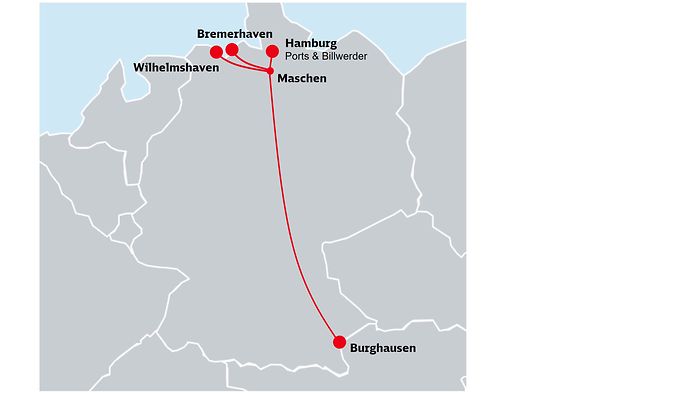 The Burghausen Shuttle connects the Bavarian Chemical Triangle with Munich and the German ports.
